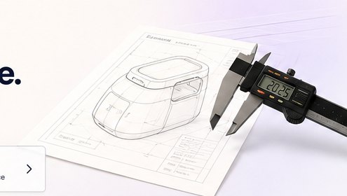 A technical drawing and digital caliper representing a custom project